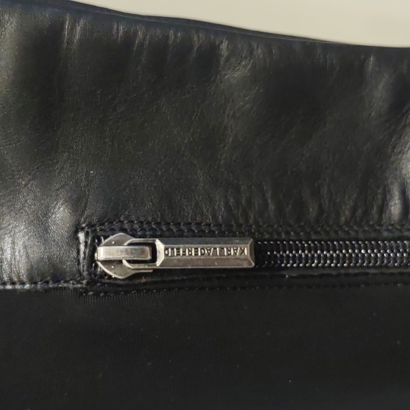 Karl Lagerfeld Milla Black Knee High Rhinestone Equestrian Buckle New Lug Boots - Picture 8 of 10